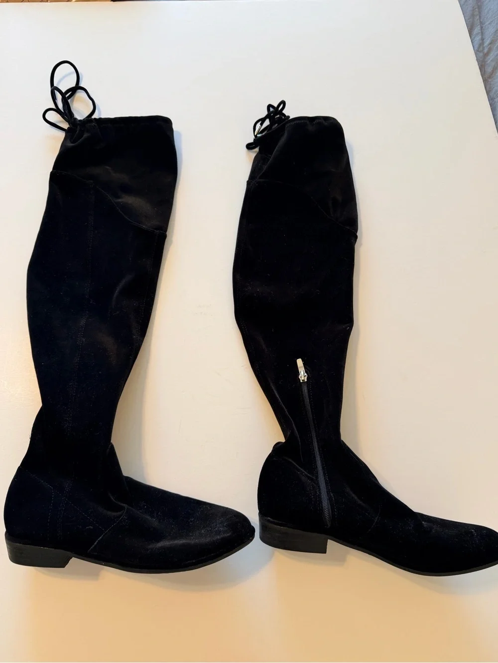 Marc Fisher Olympia over the knee velour boots, stretchy sock boots, black 8